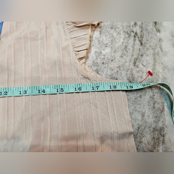 SHEIN Beige Ruffle Sleeve Embroidered Blouse | Size M - Picture 5 of 8